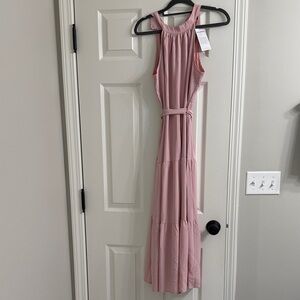 Elegant Pink Sleeveless Maxi Dress